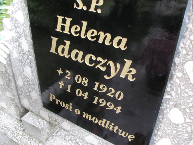 Helena Idaczyk 1920 Witnica - Grobonet - Wyszukiwarka osób pochowanych