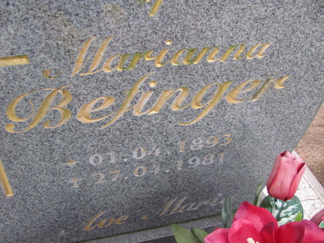 Marianna Befinger 1893 Witnica - Grobonet - Wyszukiwarka osób pochowanych