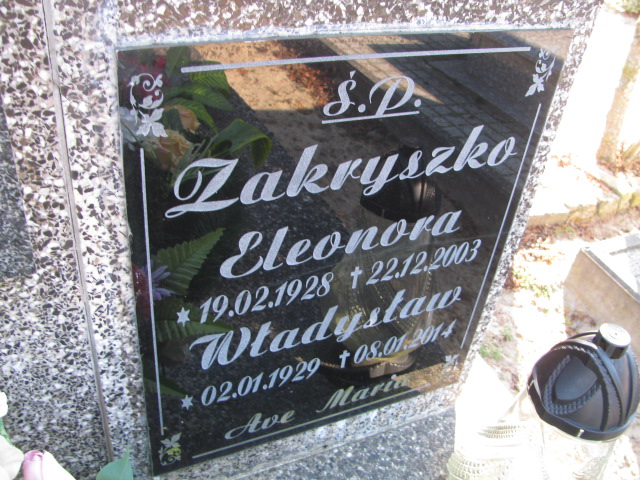 Eleonora Zakryszko 1928 Witnica - Grobonet - Wyszukiwarka osób pochowanych