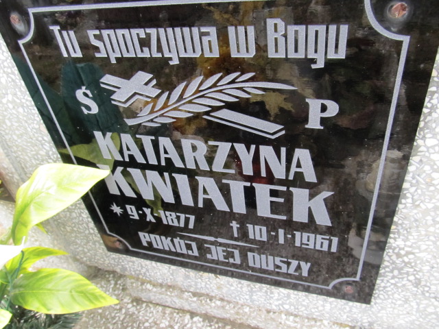 Katarzyna Kwiatek 1877 Witnica - Grobonet - Wyszukiwarka osób pochowanych