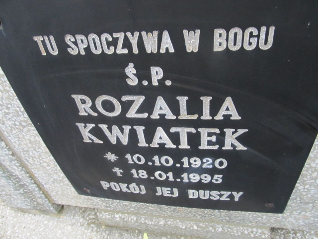 Rozalia Kwiatek 1935 Witnica - Grobonet - Wyszukiwarka osób pochowanych