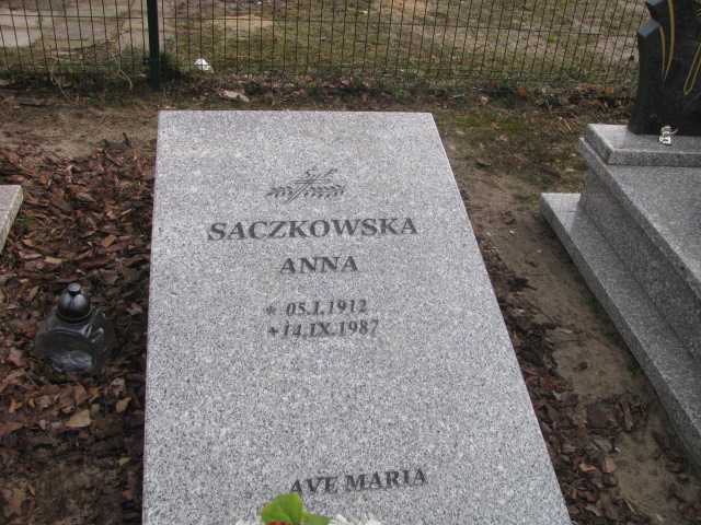 Anna Saczkowska 1912 Witnica - Grobonet - Wyszukiwarka osób pochowanych